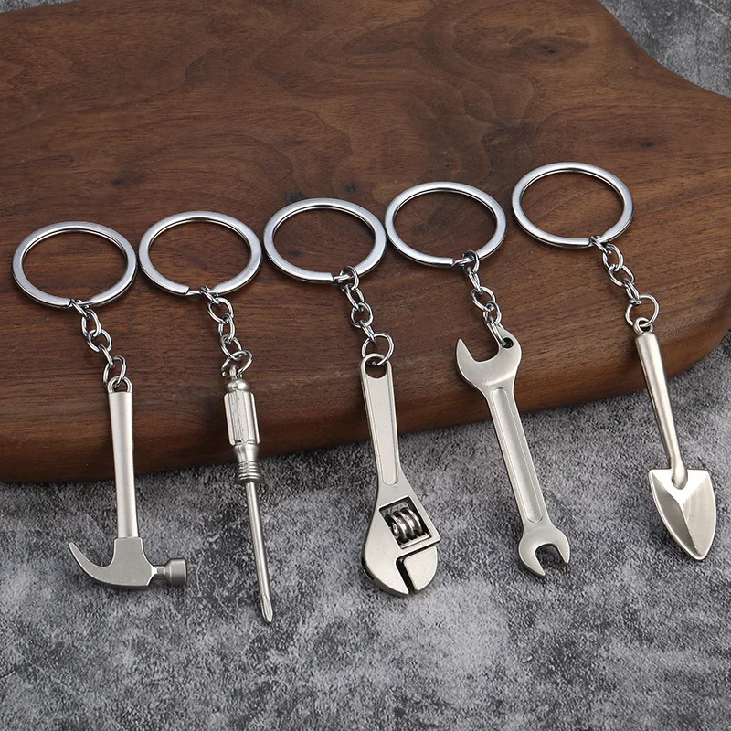 Wholesale Wrench Key Chain Practical Metal Hammer Pliers Blank Metal Custom Square Sublimation Zinc Alloy Keychain
