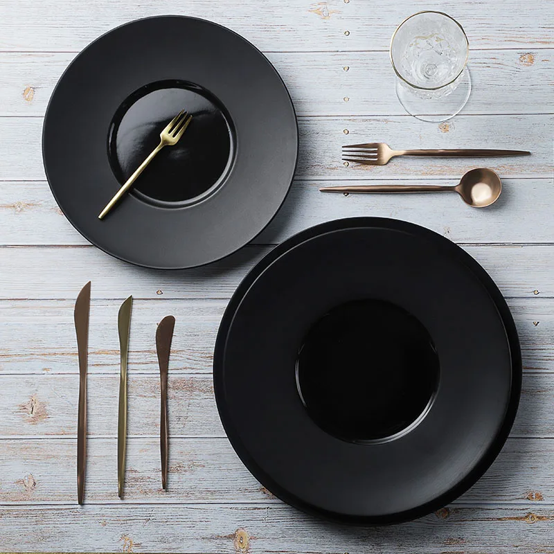 Restaurant Black Matte Plates, Hosen 28 ceramics Manufacturer, Black Dinner Plate&