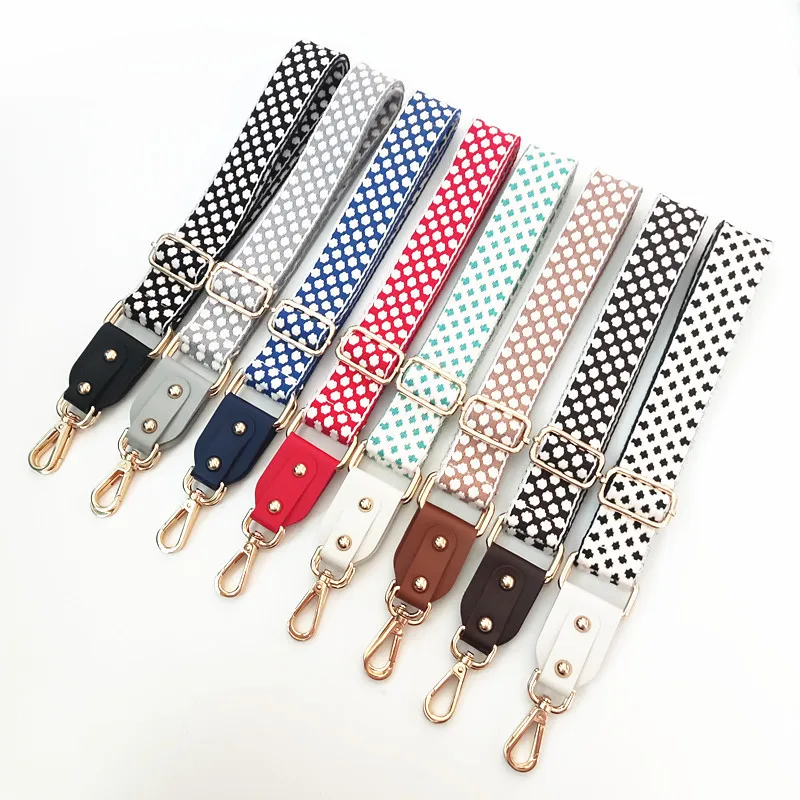 Meetee B-J361 Dot Pattern Ethnic Style Jacquard Wide Shoulder Strap Adjustable Leather Long Strap Single Crossbody Strap