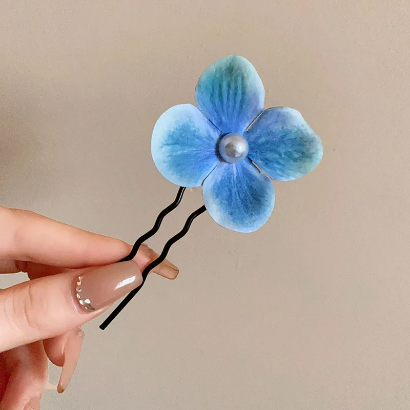 Korean Style Pearl Petal Hairpin Summer Handmade Women Hair Accessories Hot Selling Hawaiian Flower Hairpin