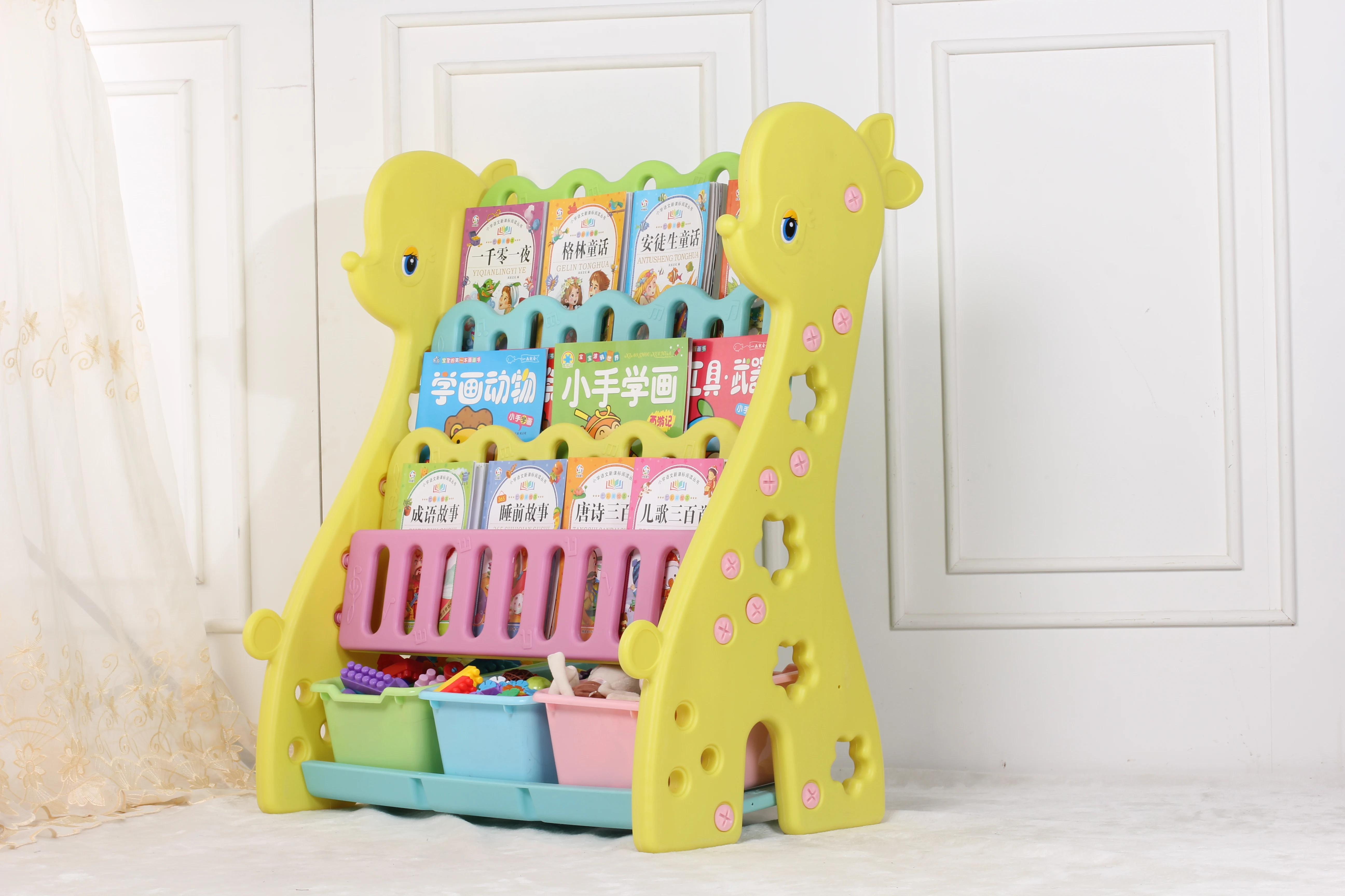 hot sale  double use plastic children  bookself for sale