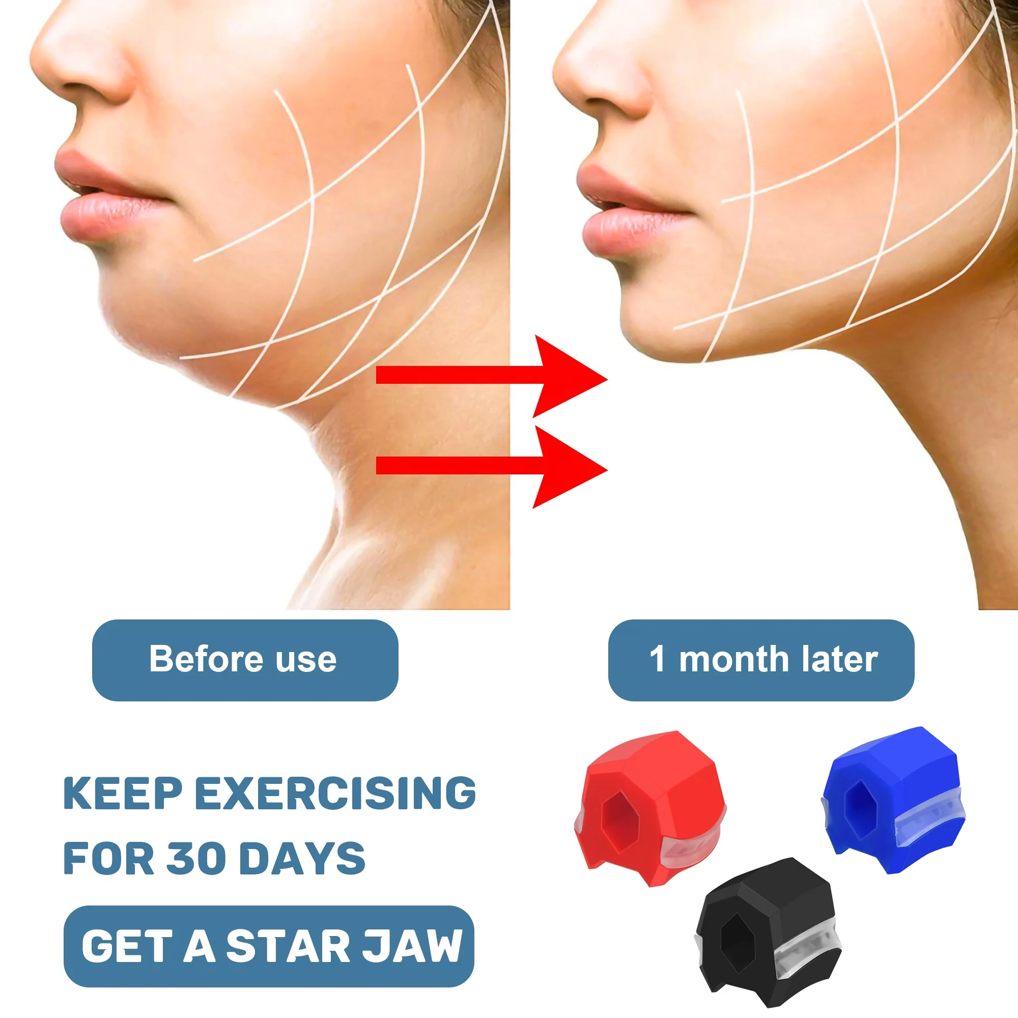 Real Multi Color Jaw Exerciser Beauty Neck and Facial Shaper Training Chin Slimming Jaw Workout Jawline Exerciser Ball 30 Pcs