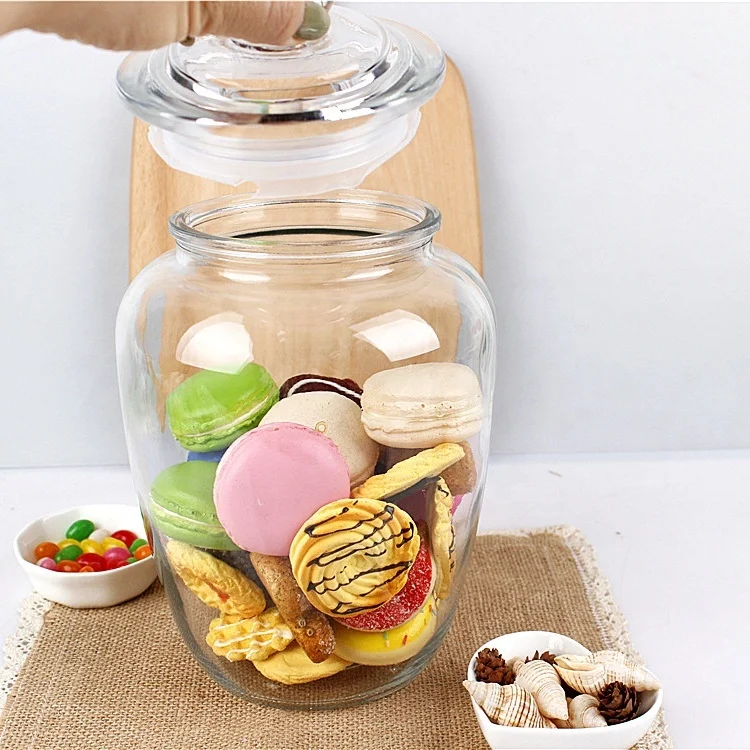 2200ml clear Home deco glass pasta nuts dry food storage canister jar with hermetic lid