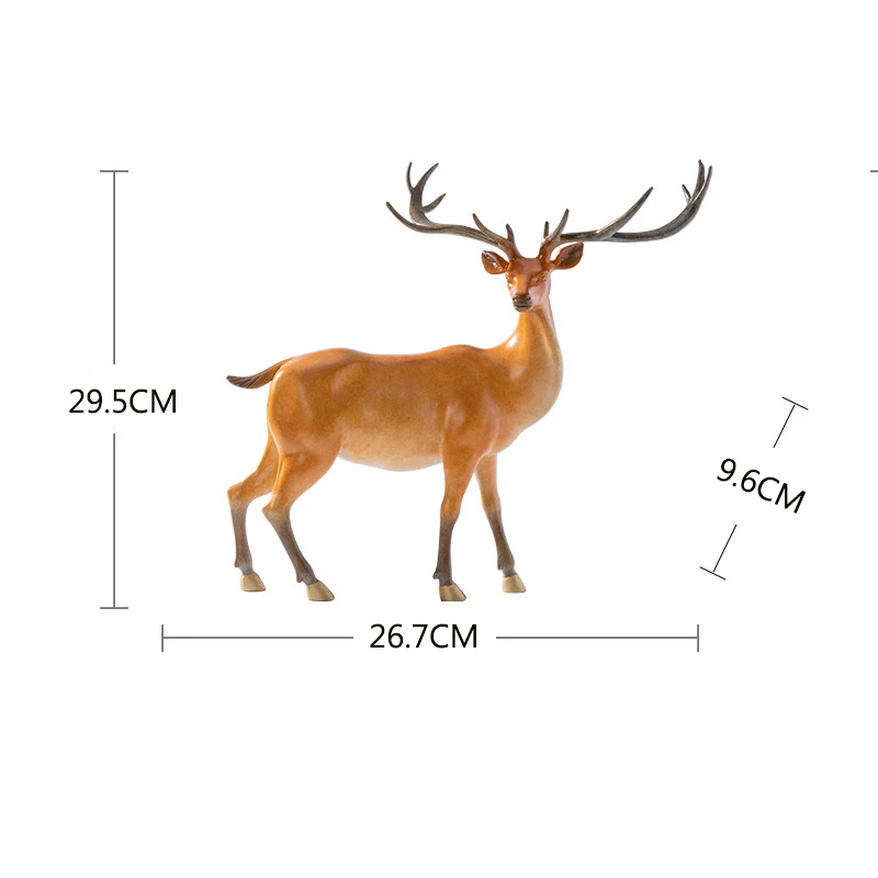 Customize modern home decor fengshui products brass handicraft copper deer ornaments art craft supplies