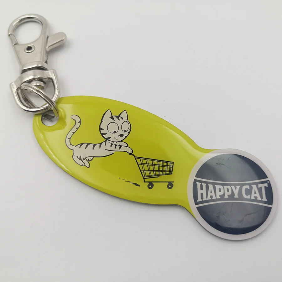 EDC Stainless Steel Design Grocery Trolley Token Coins Bottle Opener Epoxy Key ring For Euro Supermarket Shopping Cart