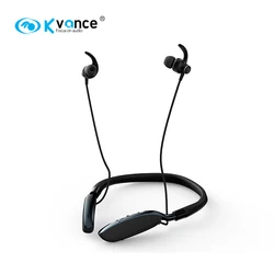 Music time 35 hours QCC3034 in ear wireless neckband earphone BT385 magnetic leather neck band type c headphone support aptx OEM