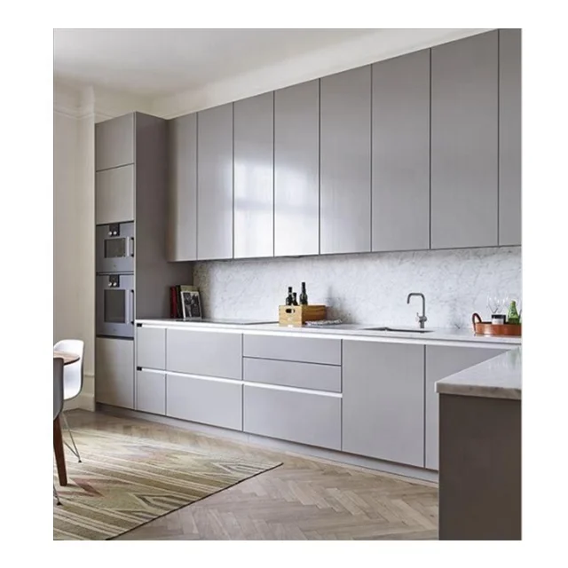Customized  modern style pvc grey kitchen cabinets