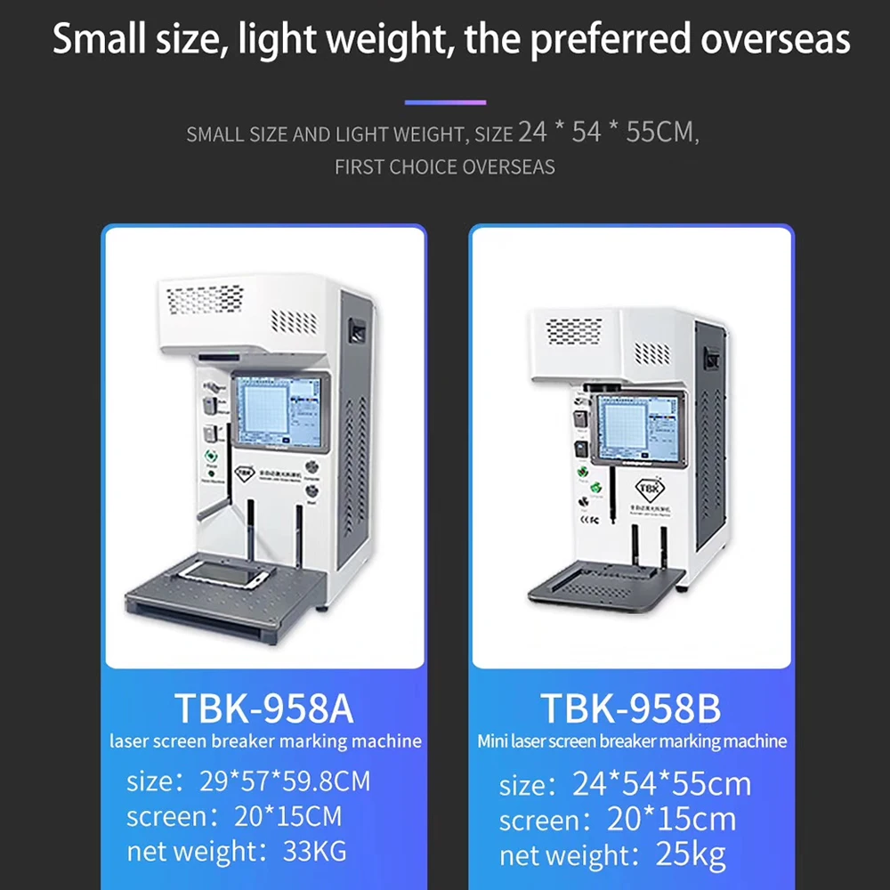 
TBK Original Newest Model TBK 958B Laser Marking Separate Machine with Fume extractor Smoke Suction Positioning Bonding Mold 