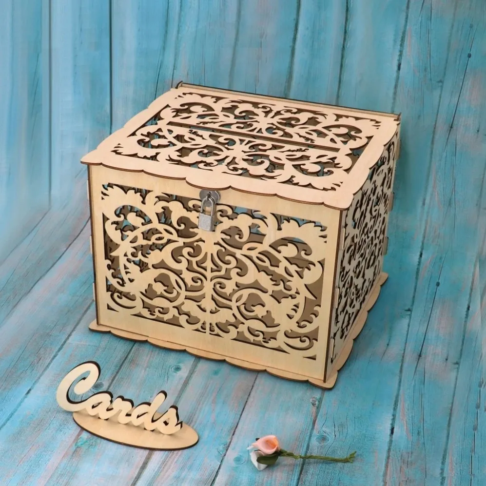Wedding Party Supplies Wood Wedding Card Box Wedding Card Gift Box