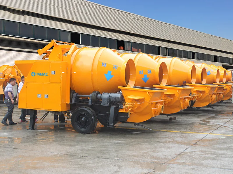 HAMAC portable Trailer Mounted diesel electric mini concrete cement mixers with pumps machines concrete pump mixer