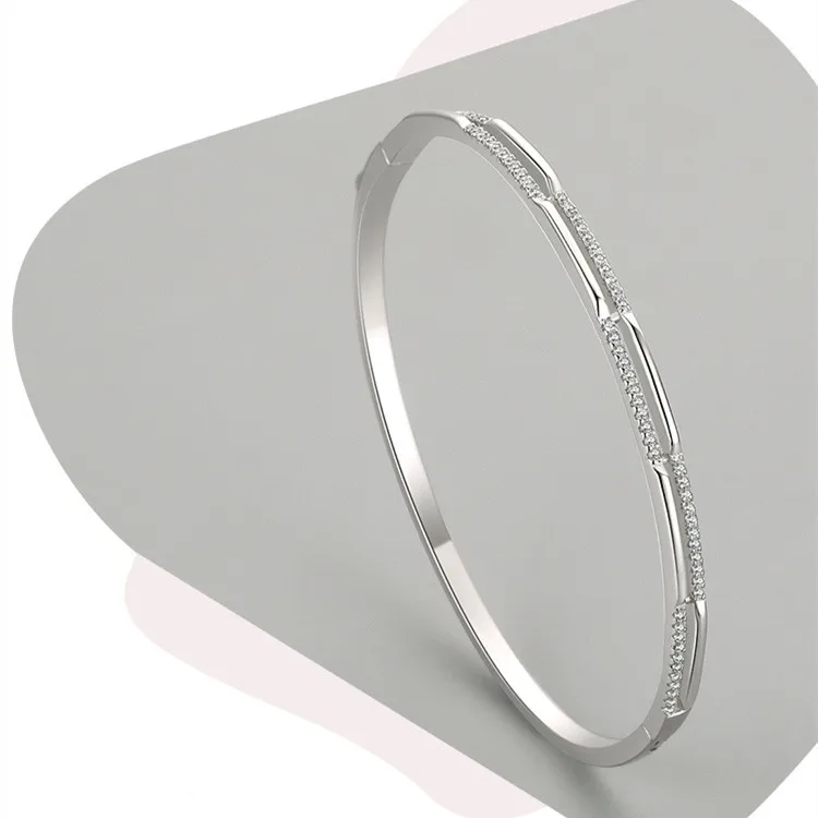 New Product Fine Jewelry Silver Bangle Temperament Zircon 925 Sterling Silver Fashion Bracelet Bangle For Women