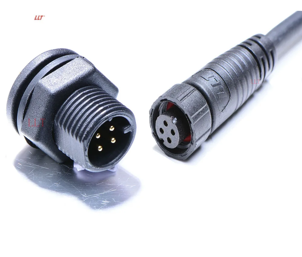 4pin waterproof plug panel mount connector circular  M12  led cable llt 4 5 6 7 8 2 3 2+2  Pin IP68 connector