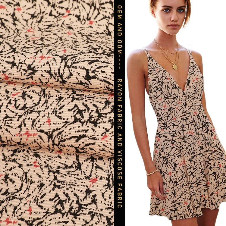 High Quality Comfortable 100% Rayon Brown Floral Printing Rayon rayon Challis Fabric Printed For Pajamas