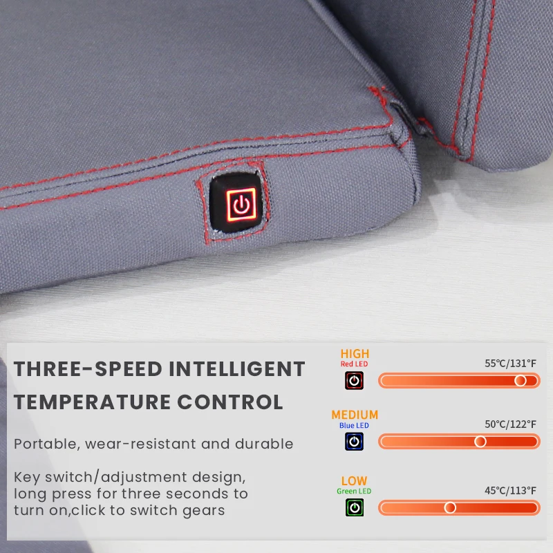 USB Electric Portable Heated Seat Cushion Pad Waterproof Heating Cover with 3 Temperature Foam Filled for Home or Office Chair