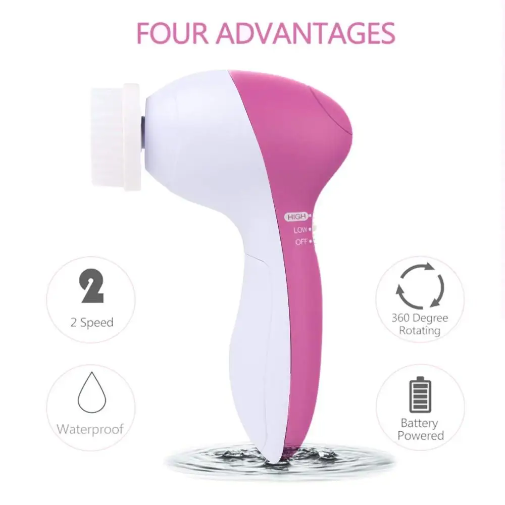 5 in 1 Cleansing Brush Beauty Cleansing Brush Vibrating Blackhead Removal Brush