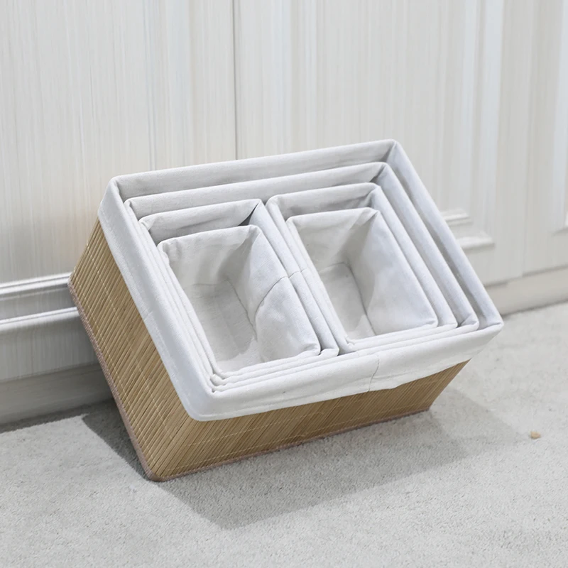  Practical and eco-friendly set 6 home storage bamboo baskets weaving wholesale