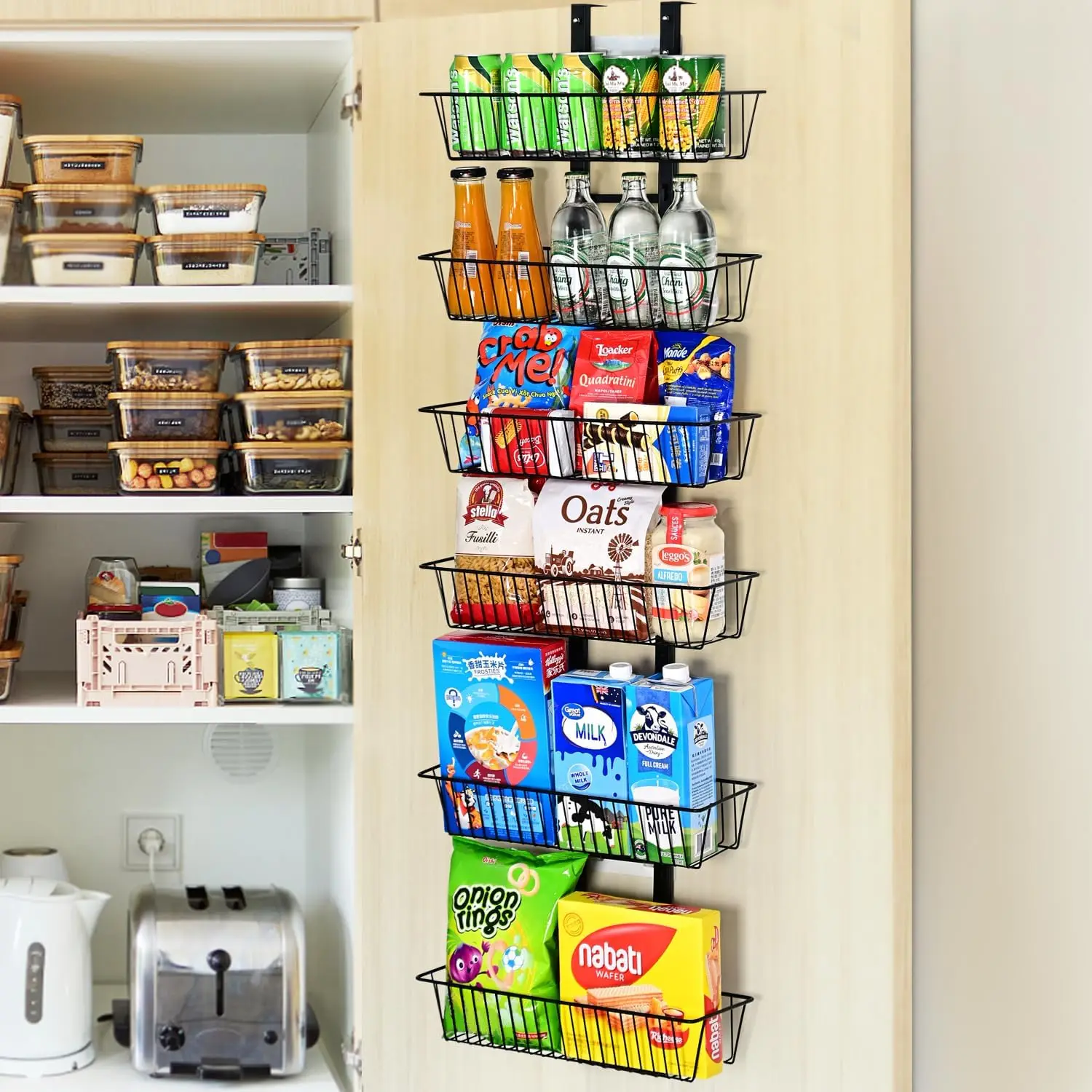 Over The Door House Organizer Hanging Rack Organized Bathroom Kitchen Gadgets Accessories Flexible Adjustable Storage Organizer