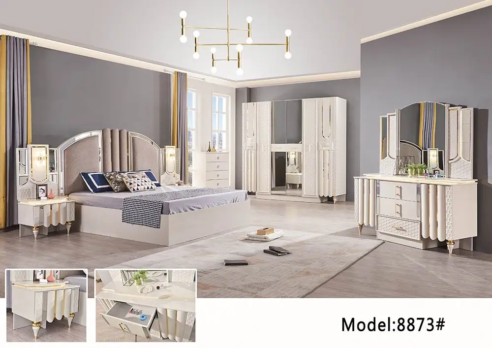 Luxury  Suite Set  Bedroom Double King Size Bed Full Bedroom Leather Headboard Home Queen Furniture Bedroom Sets