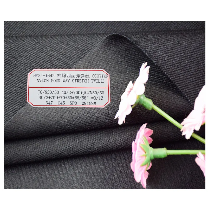 47%nylon 45%cotton 8%spandex Twill Cloth Fabric Nylon Stretch Woven 4 Way Stretch Mountaineering Fabric