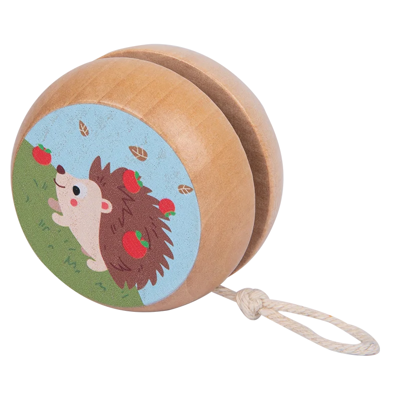 Cartoon Animal Yoyo Ball Puzzle Beech Wood Toy For Child Wholesale Educational Wooden Toy