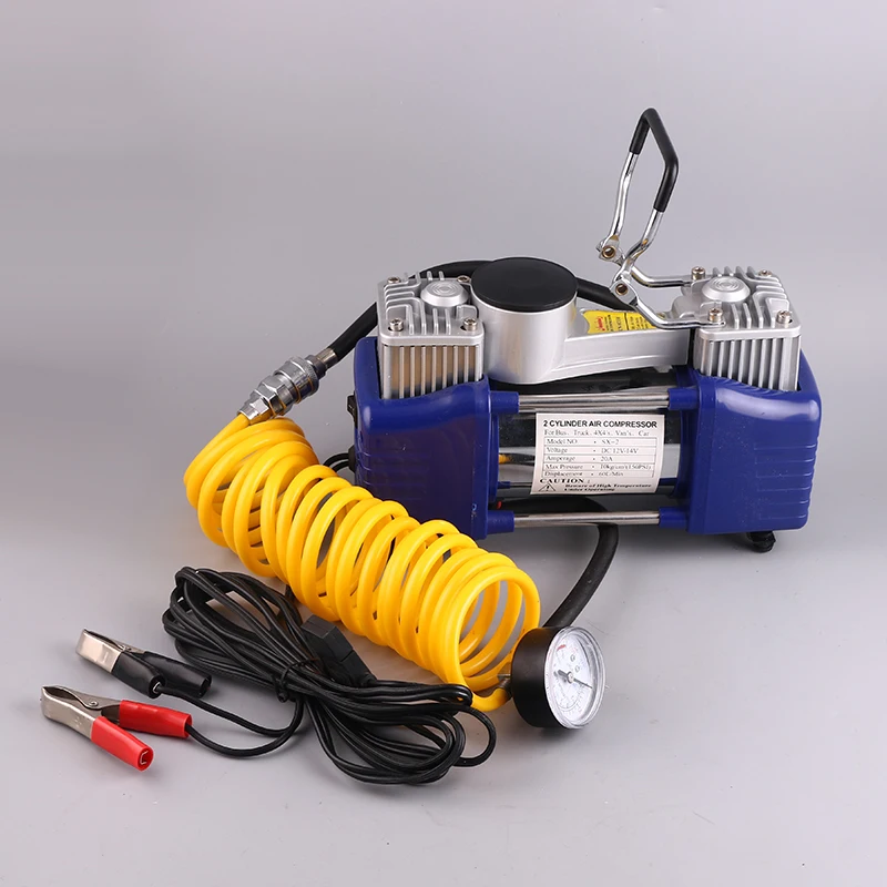 Double Cylinder Tyre Inflator Portable Inflatable Pump Mini Electric Air Pump DC 12V Car Air Compressor Tire Inflator