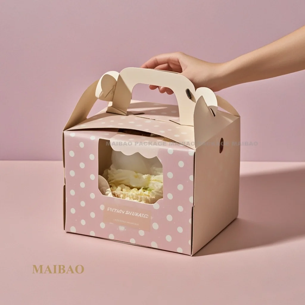 Food Grade Paper Gift Box Portable Candy Cookie Snack Packaging Birthday Party Supplies With Handle