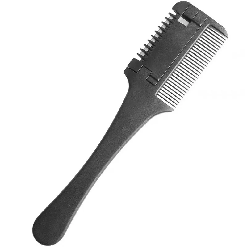 Single Blade Straight Barber Razor with Black Plastic Handle and Comb for Hair Shaving Featuring Basic Barber Products