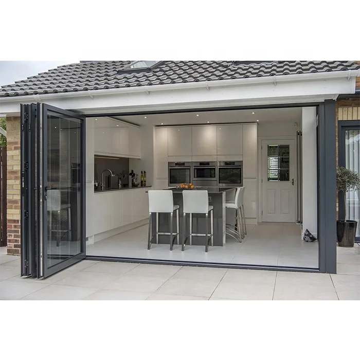 Accordion doors folding black exterior bifold exterior glass folding door system with screen