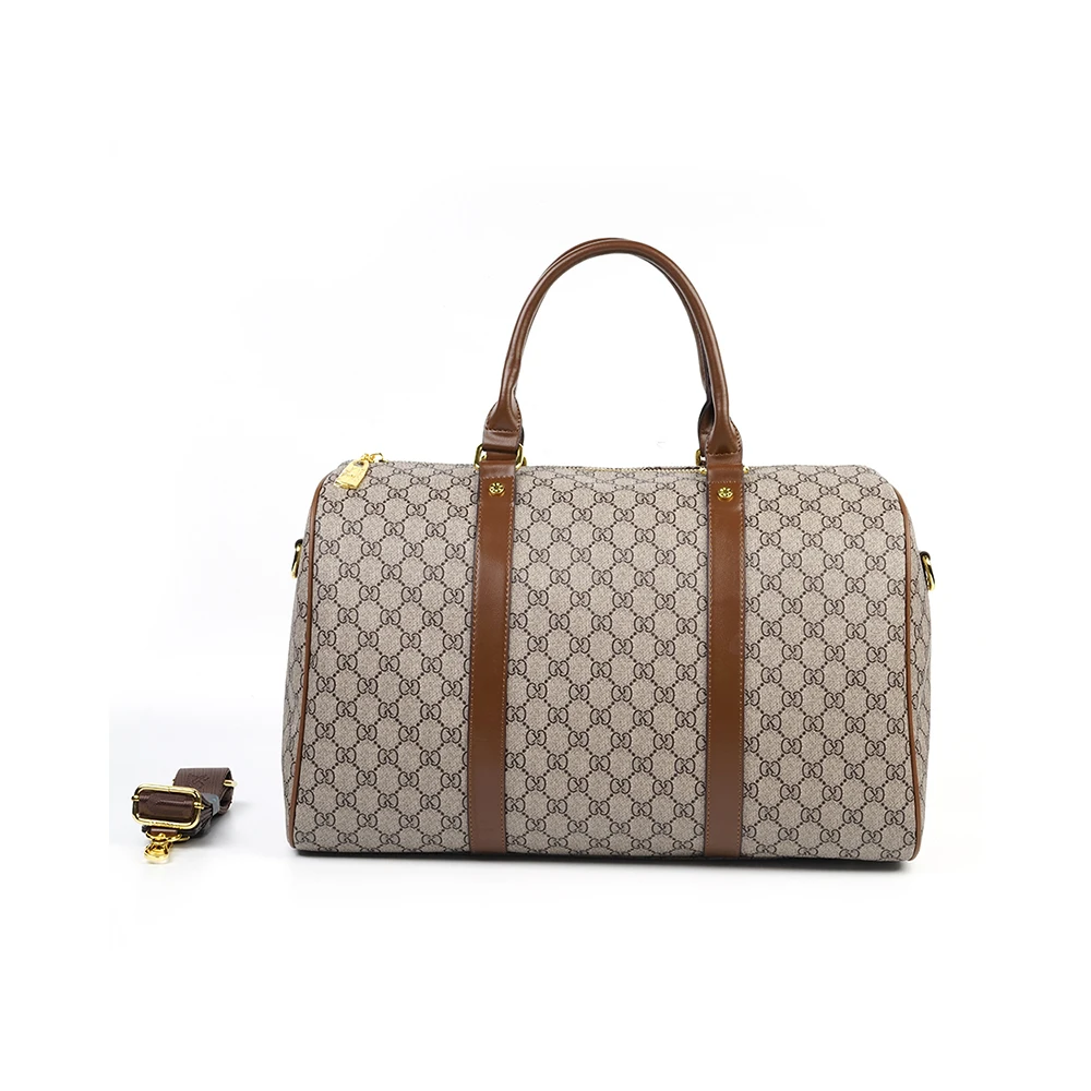 Manufacturer Gym Outdoor Sports Bag Large-capacity Hand Luggage  Custom top quality Litchi pattern Women Fashion Genuine Leather