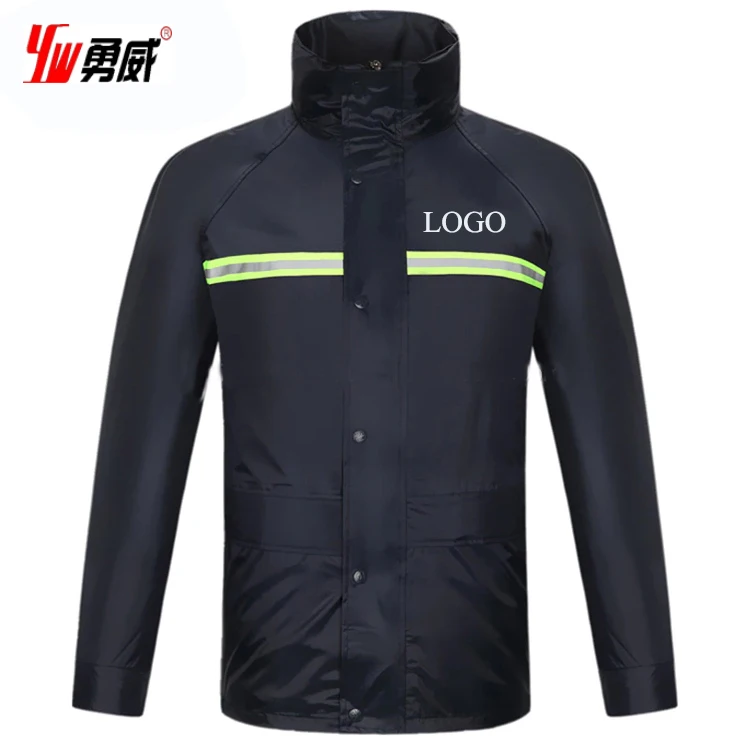 Long Sleeve Hi Vis Reflective Road Safety Raincoat Men Yellow Polo Cheap Logo Tape Feature with Oxford Fabric