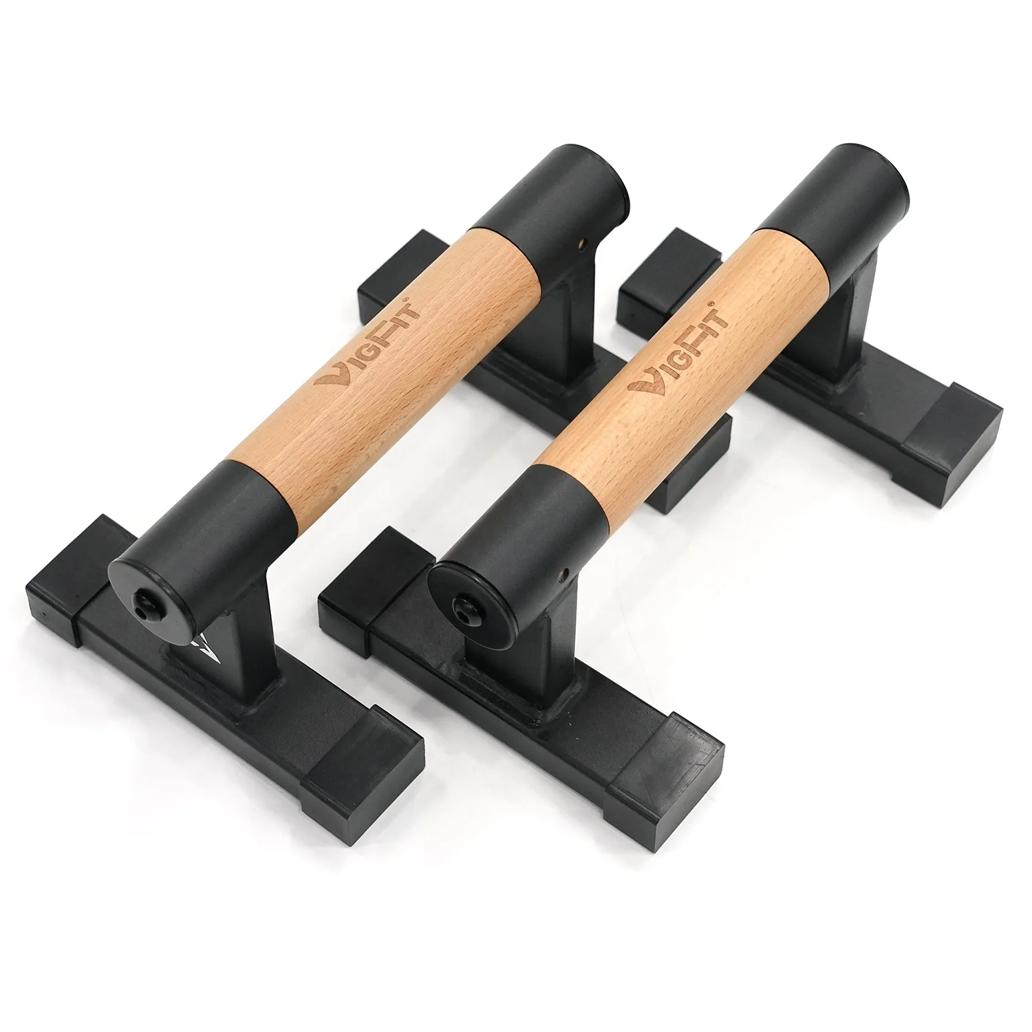 VIGFIT Push Up Bar Wood Parallettes Bars Push Up Stand With Solid Wood with Sturdy Metal Bracket