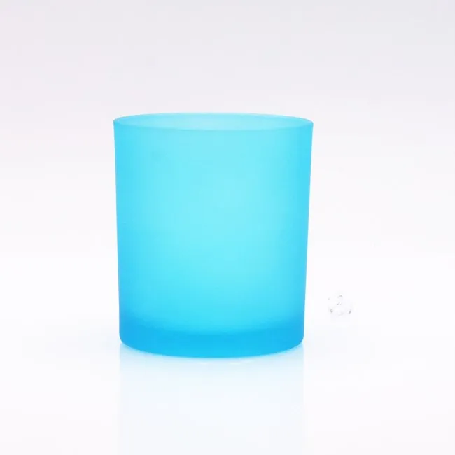 Оптовая продажа, Рождественские декоративные круглые Красочные Синие Пустые роскошные стеклянные банки для свечей с индивидуальным логотипом