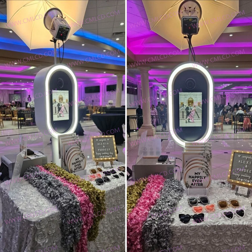 2024 new design oval Pad Booth with flight case wonderful design and rgb control photobooth