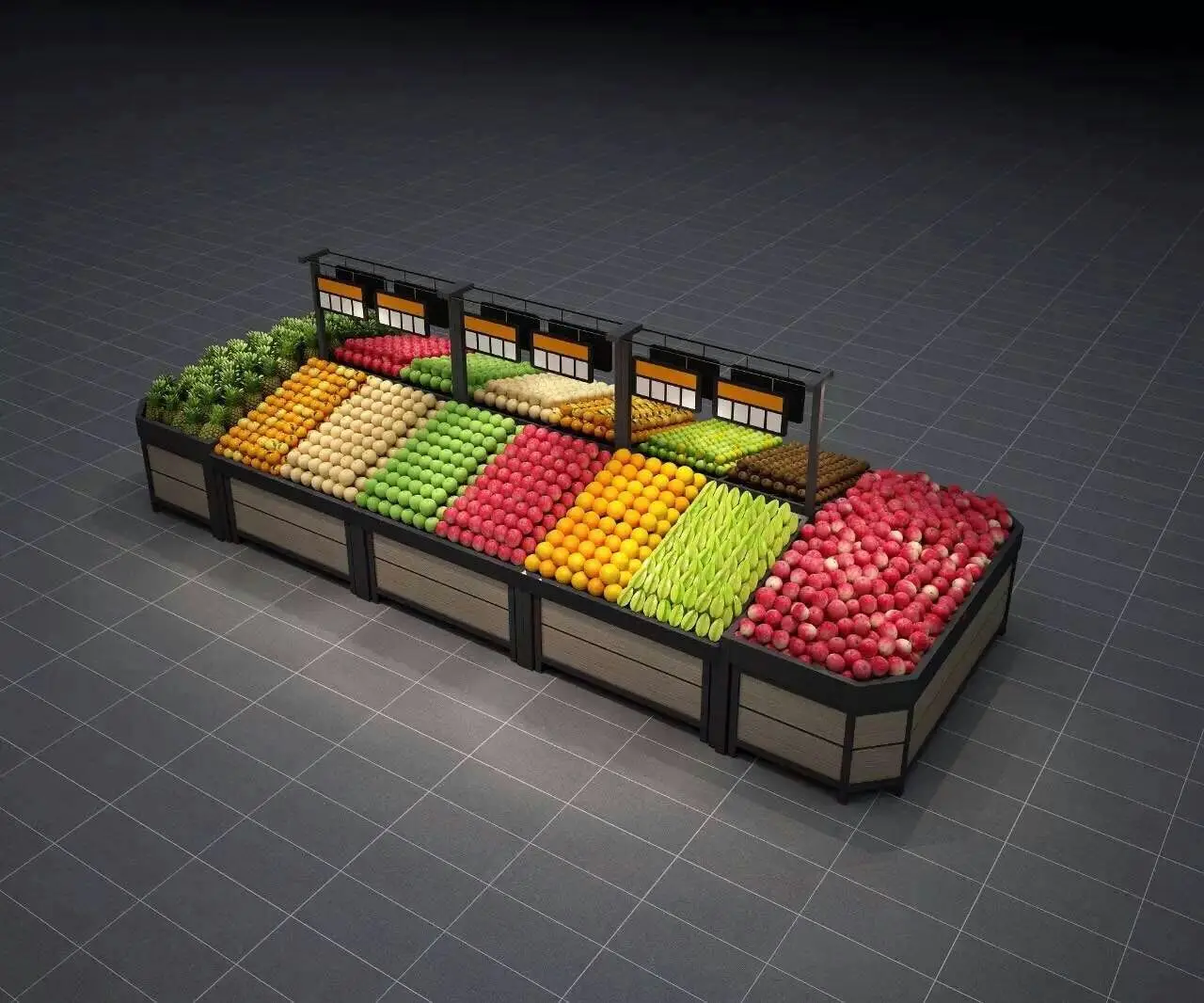 Wooden Fruit and Vegetable Supermarket Racks OEM Supplier for Customized Rack Type