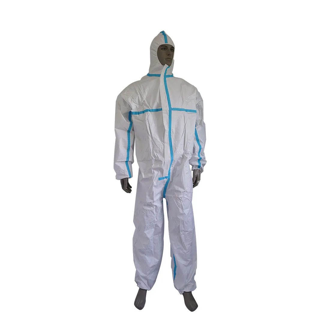 PPE Disposable Coverall Anti-Static Microporous Breathable Coveralls With Hood And Boots