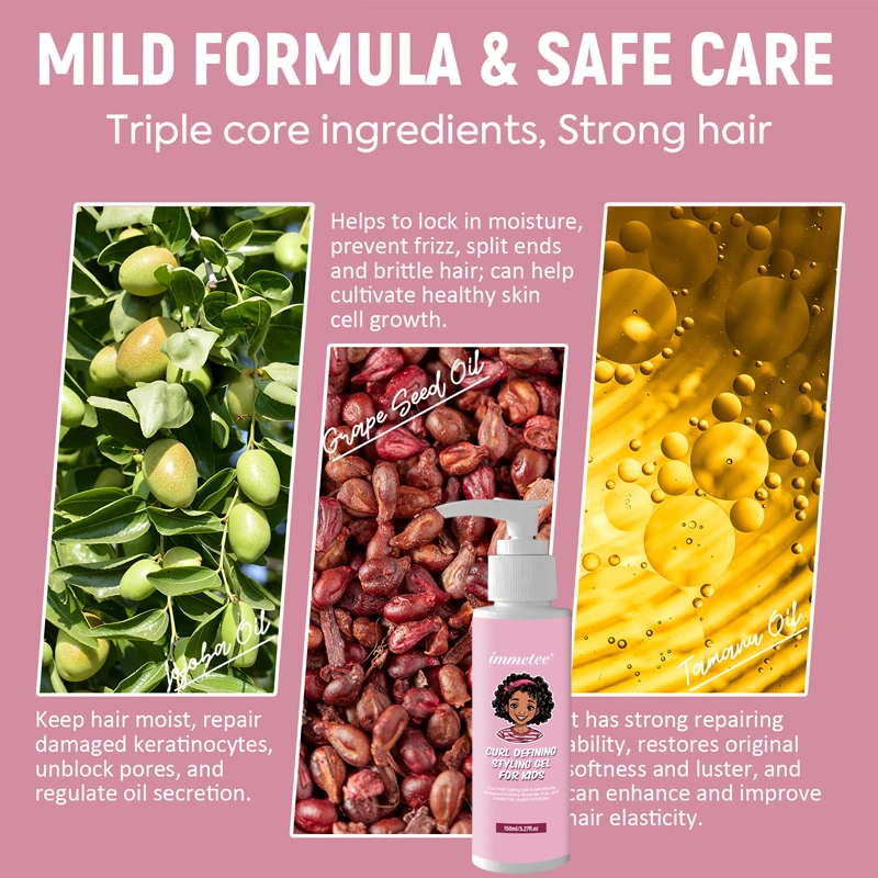 Kids Hair Gel Organic Moisturizing Defining Hair Curling Cream Strong Hold briads Hair Styling Gel For kids