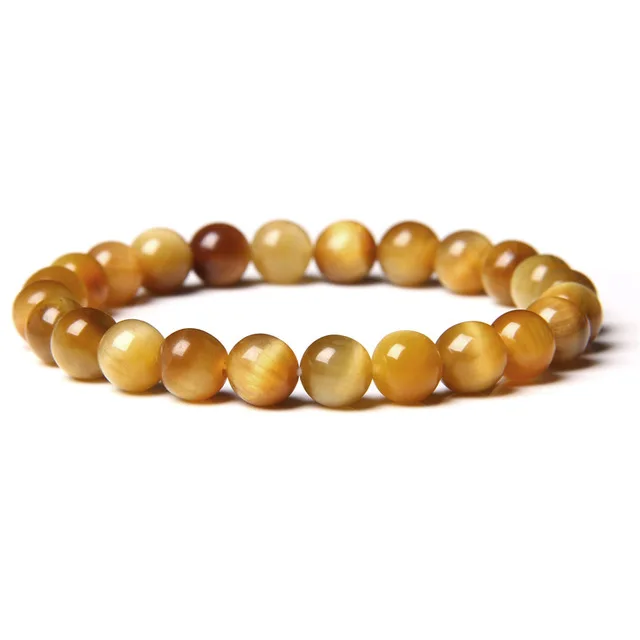16 Colors Beautiful Natura Brown Purple Pink Blue Tiger Eye Gemstone Beaded Stretchy Bracelet for Men Women Gift