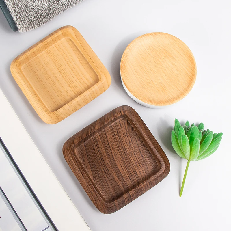 Mini Bathtub Square Soap Dish Box Set Custom Logo Bamboo Wood Grain Round Soap Dish