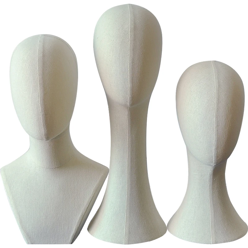 Pin Foam Styrofoam Mannequin Head Canvas Linen Fabric Cover Training Mannequin Head Pin for Wigs