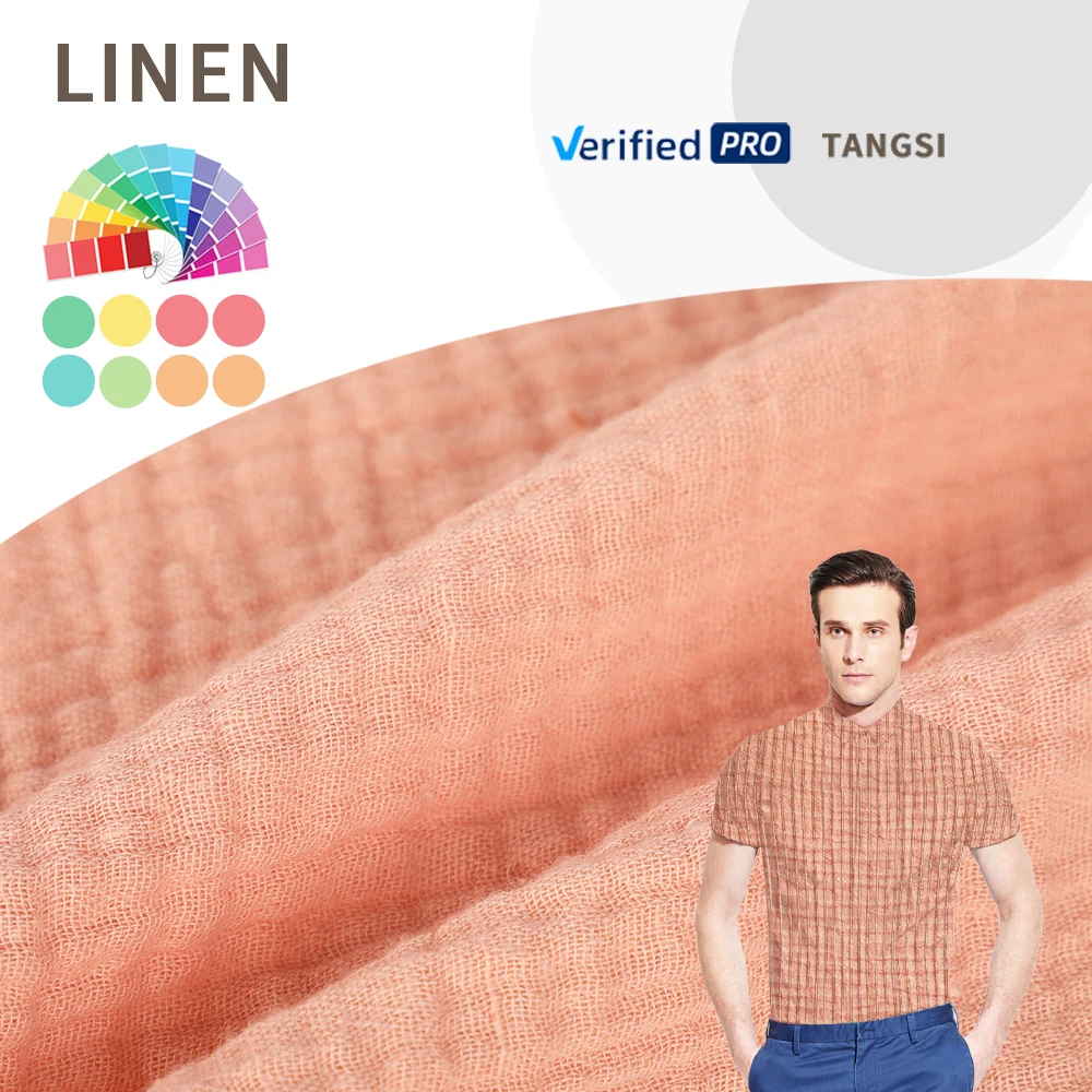 High quality breathable anti-bacterial double gauze crinkle muslin crushed italian crepe fabric supplier for clothing