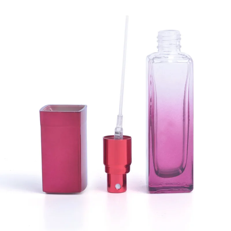 Free Samples Luxury Manufacturer Empty 20ml Square Rectangle Glass Perfume Mist Spray Bottle With Silver Aluminum Lid