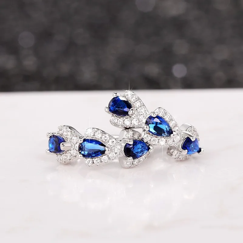 CAOSHI Wholesale Crystal Blue White Green Red Small Silver Color Zircon Diamond Hoop Bridal Earrings for Women Wedding
