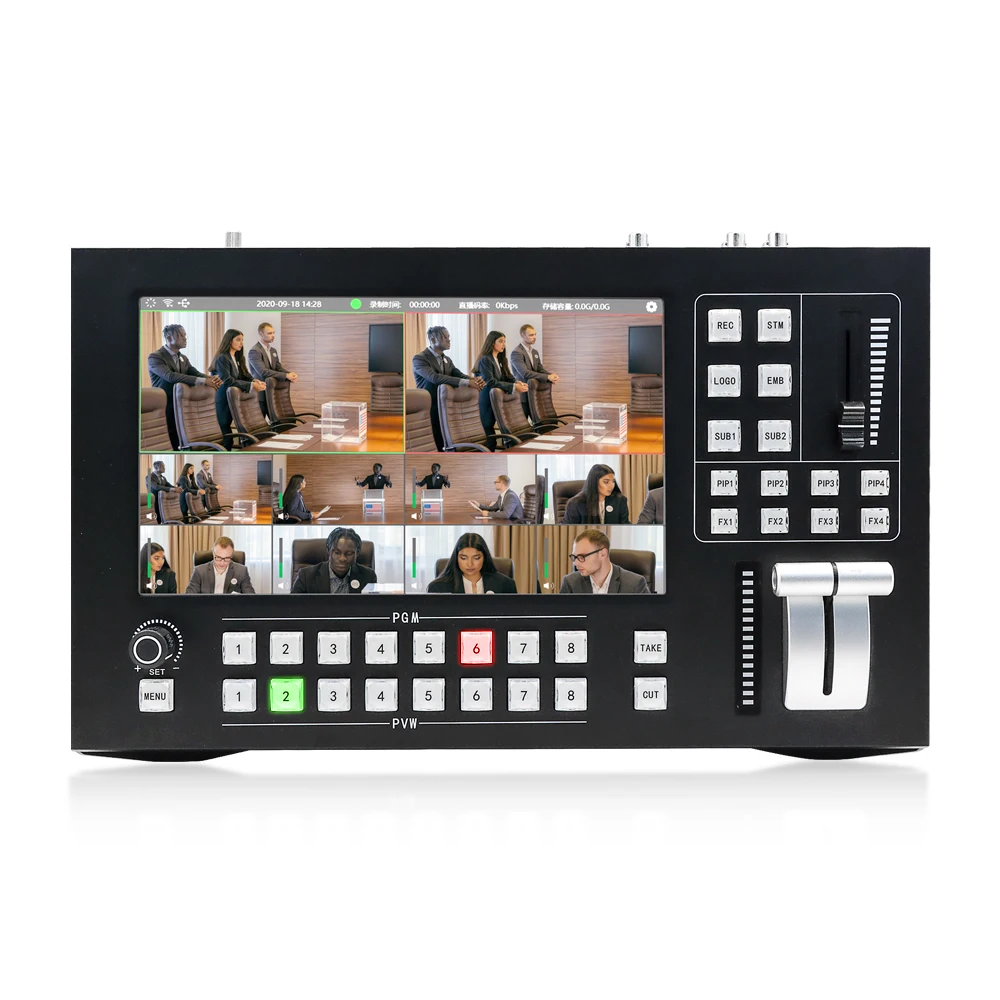 RTMP live streaming 6/8 channel hdmi live stream switcher camera usb switch controller ptz mixer sdi HDMI IP video switcher