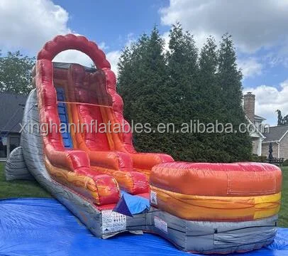Large Water Slide with Pool Outdoor Splash Adventure Park Wet Inflatable Slides