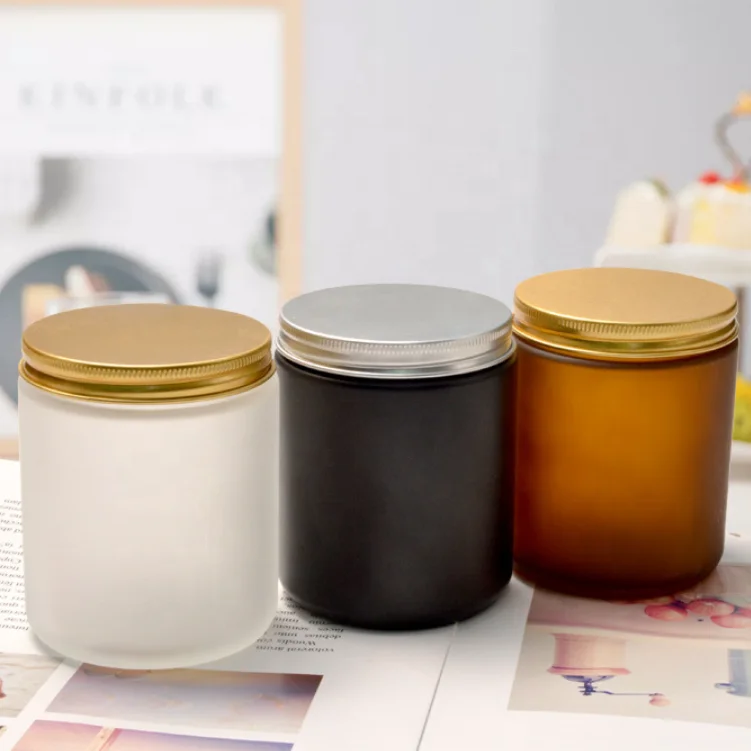 In Bulk USA Canada Hot Sale Food Grade Glass Containers 240 ml 270 ml 8 oz 9 oz Straight Sided Clear Glass Candle Jar with Lid