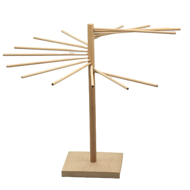 High Quality Natural Wooden Collapsible Noodle Spaghetti Italian Pasta Drying Rack For Home