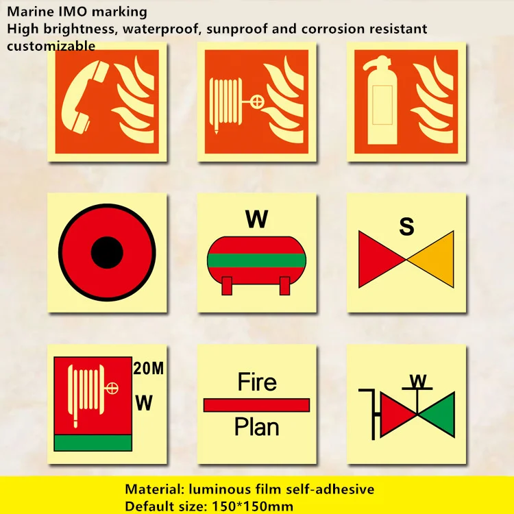 IMO Compliant Fluorescent Ship Label Luminous and Self-Luminous Flame Retardant Traffic Warning Label