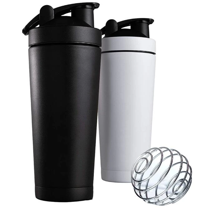 Оптовая продажа с фабрики бутылка-шейкер без бисфенола А шейкер из нержавеющей стали 304 для спортзала герметичный хранения протеиновых продуктов