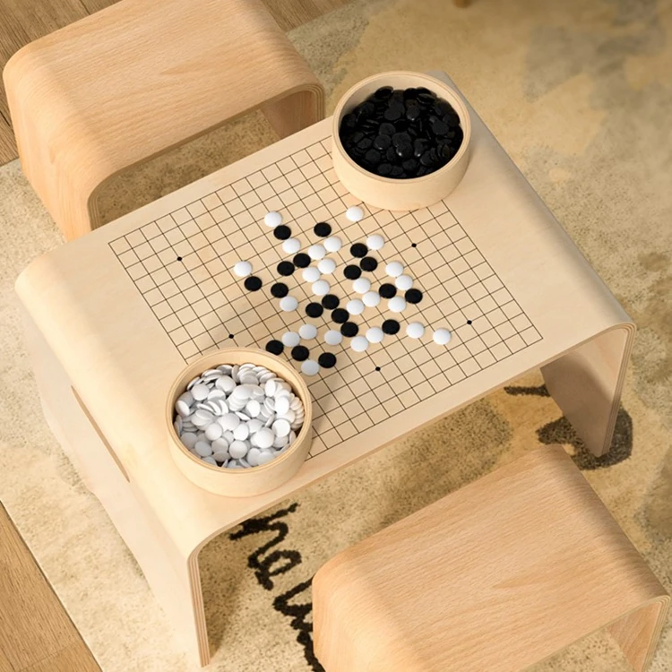 educational toy Montessori Furniture Toddler Activity Play Table go chess board toy kids Reading Table with two chairs