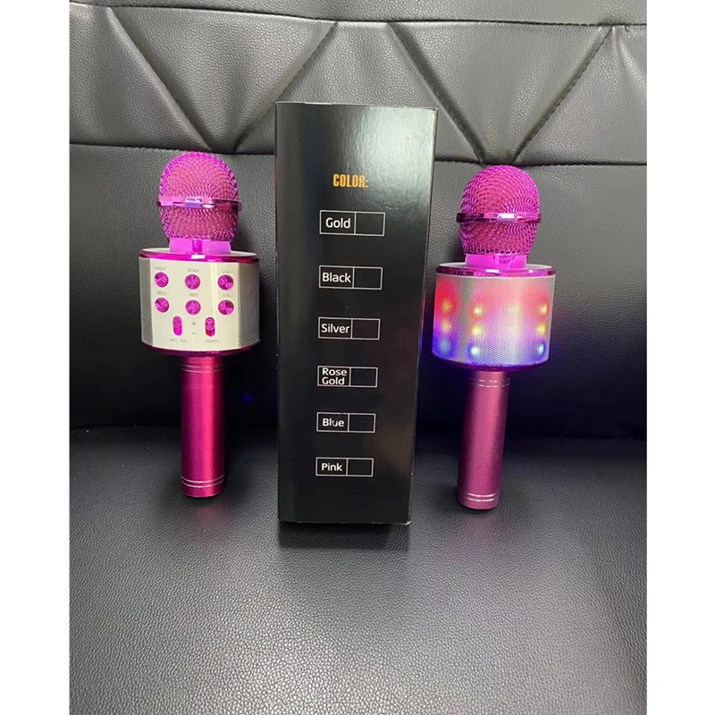 WS-858L Portable KTV Wireless Karaoke Microphone With LED Lights Home Party Hifi Speaker